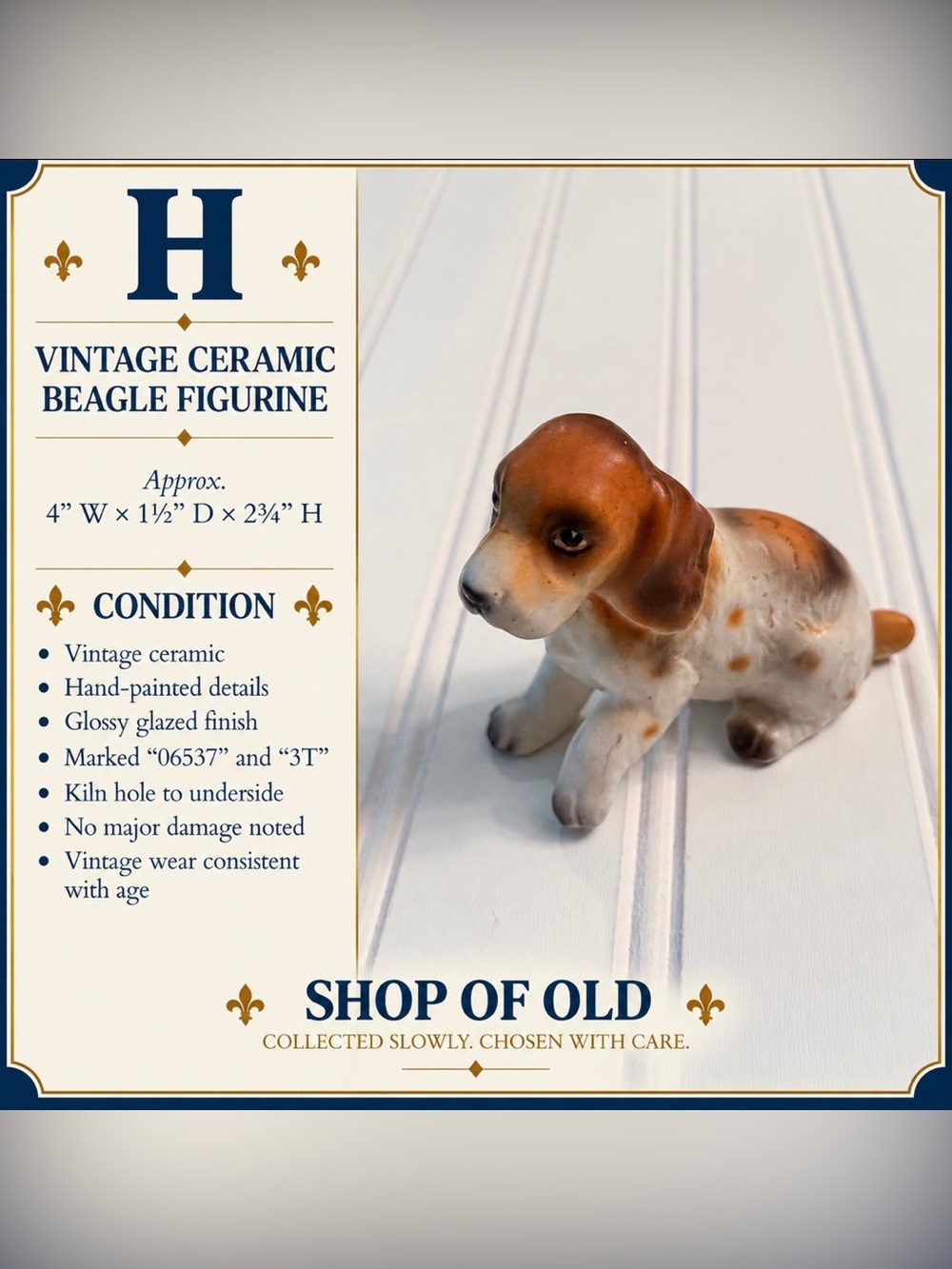 Vintage Hand-Painted Ceramic Beagle Puppy Figurine | Small Dog Statue